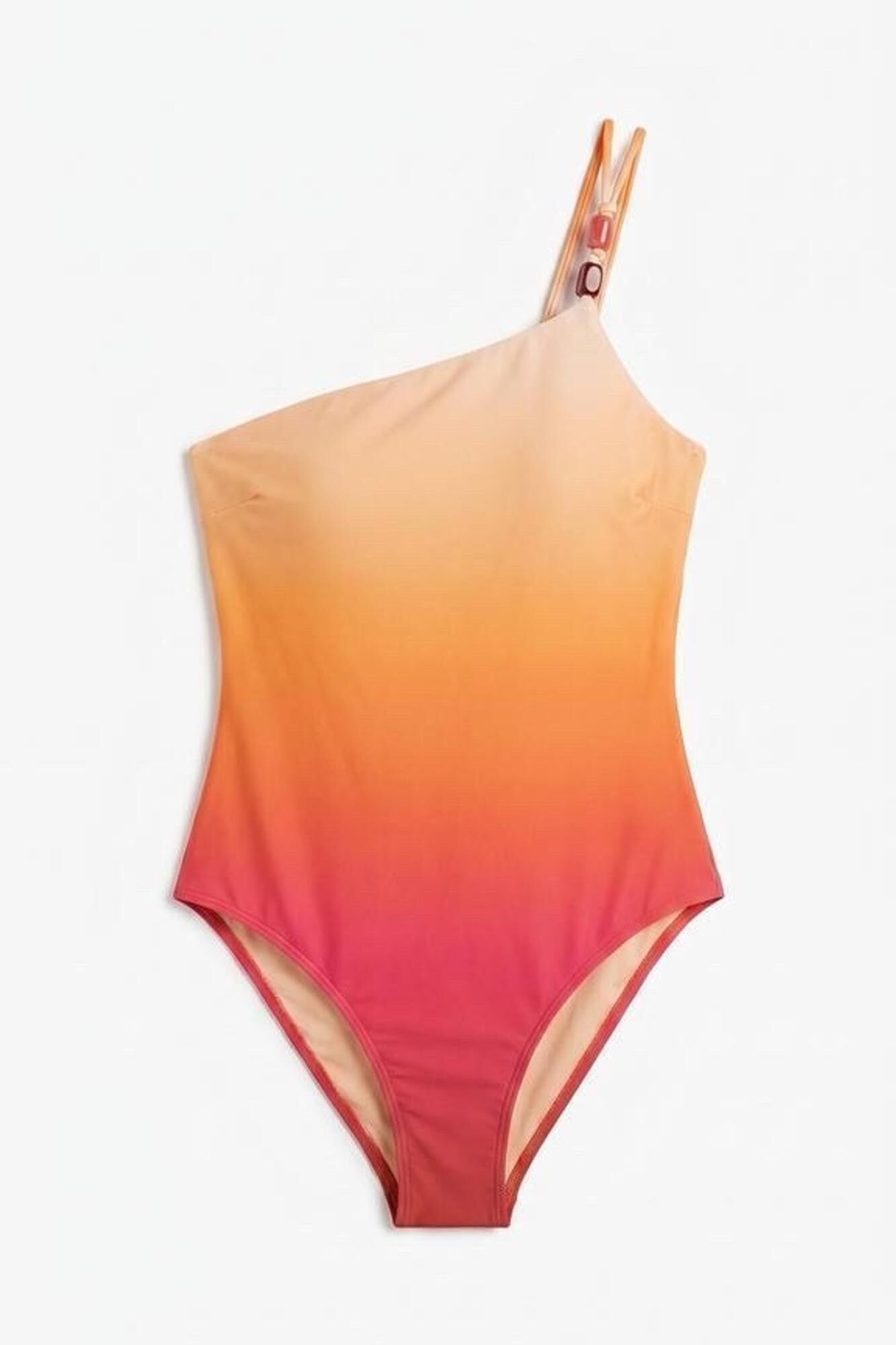 Women'secret Traje de ba&ntilde;o modelador de escote asim&eacute;trico estampado naranja estampado