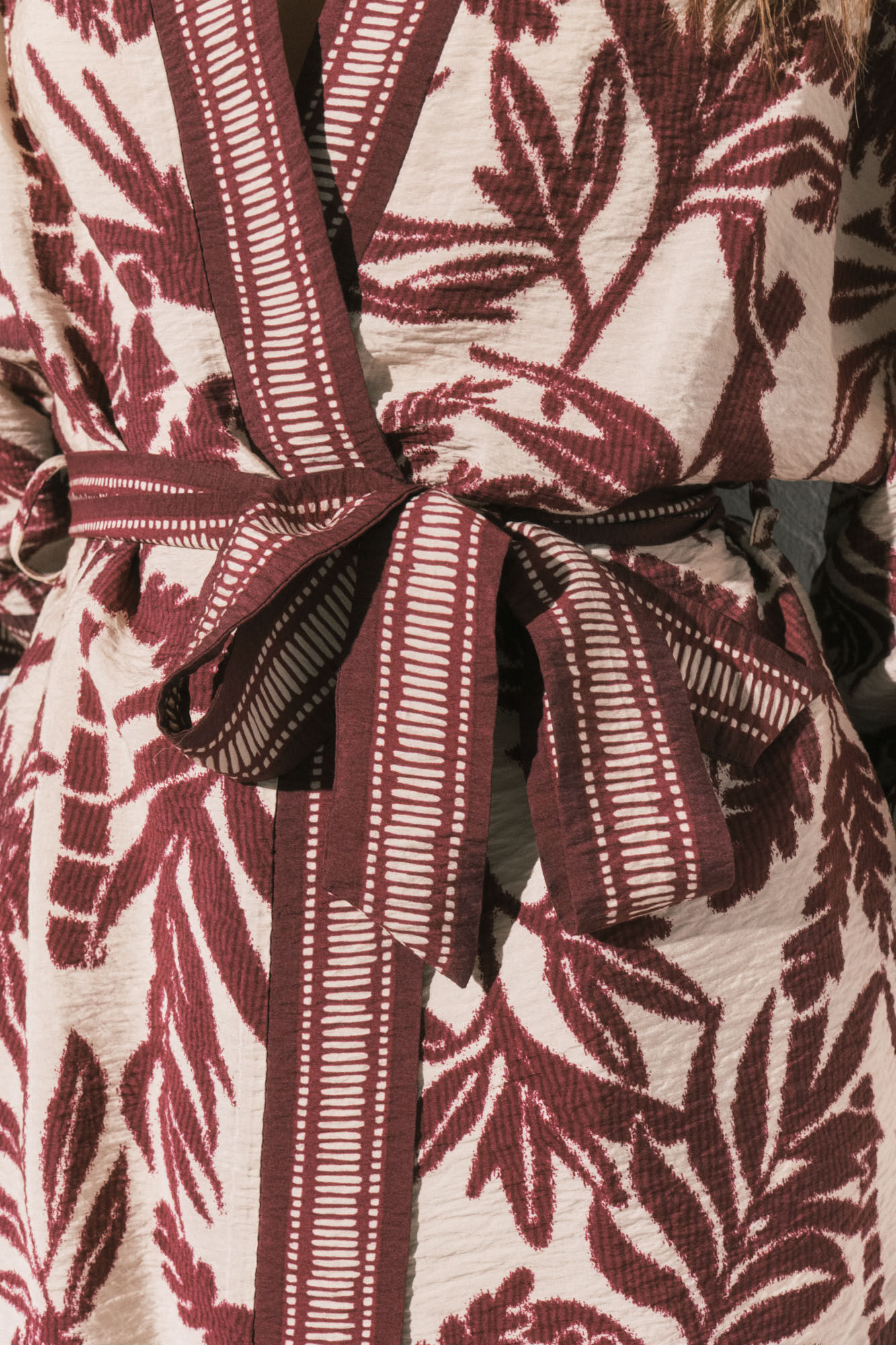 Women'secret Kimono estampado granate p&uacute;rpura