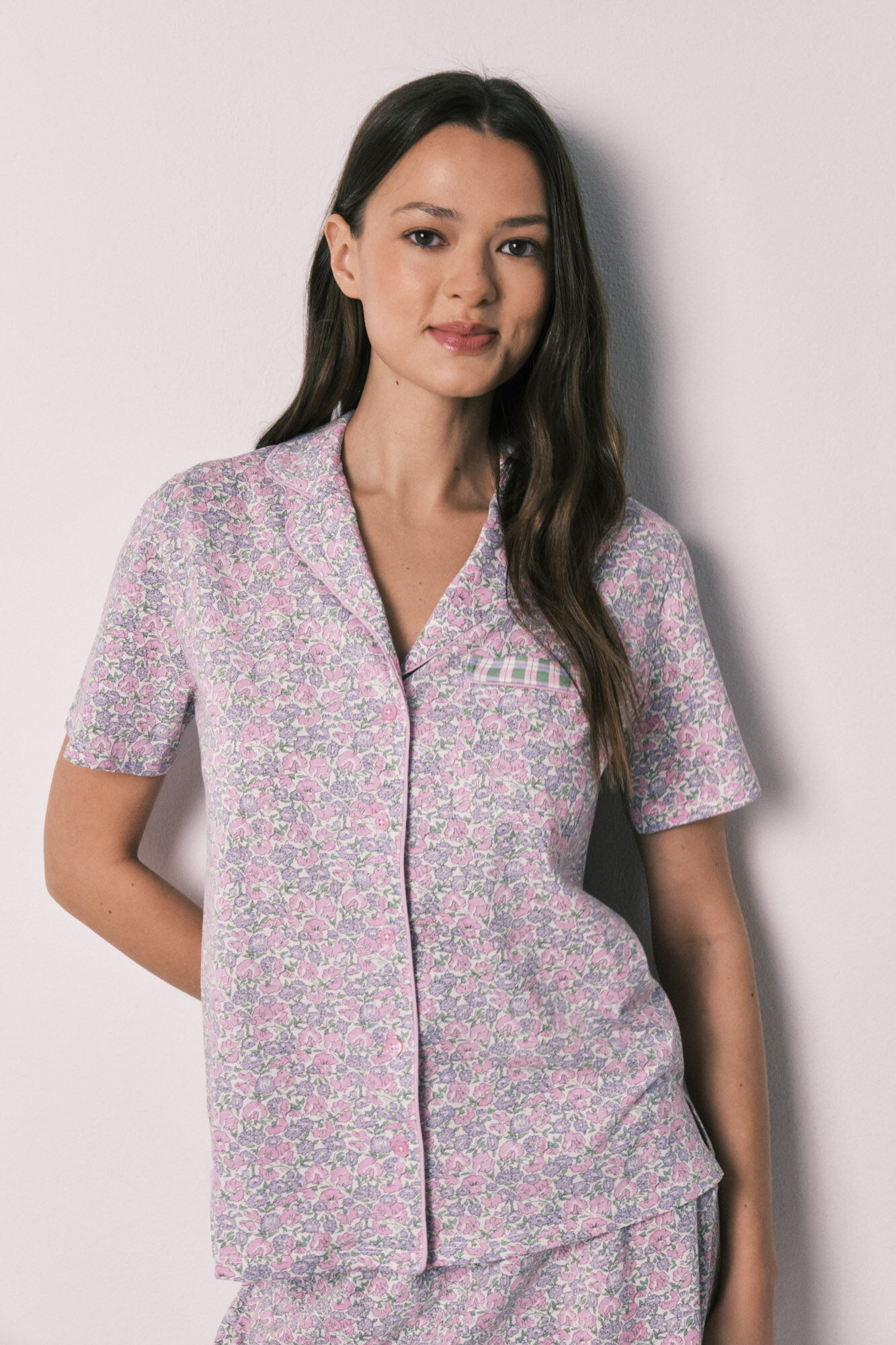 Women'secret Pijama corta camisera de algod&oacute;n con florecitas estampado
