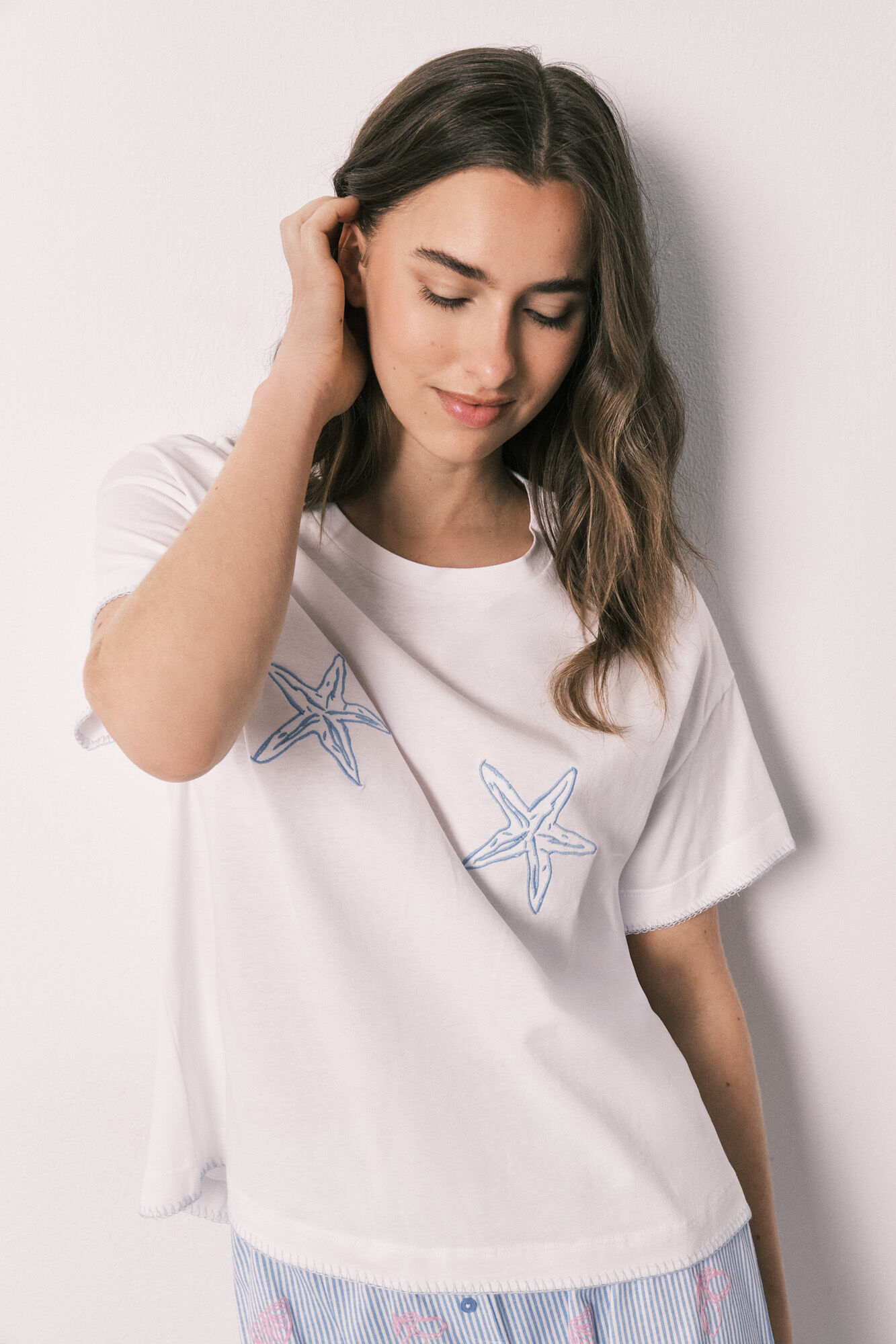 Women'secret Pijama corta de algod&oacute;n Family Collection azul