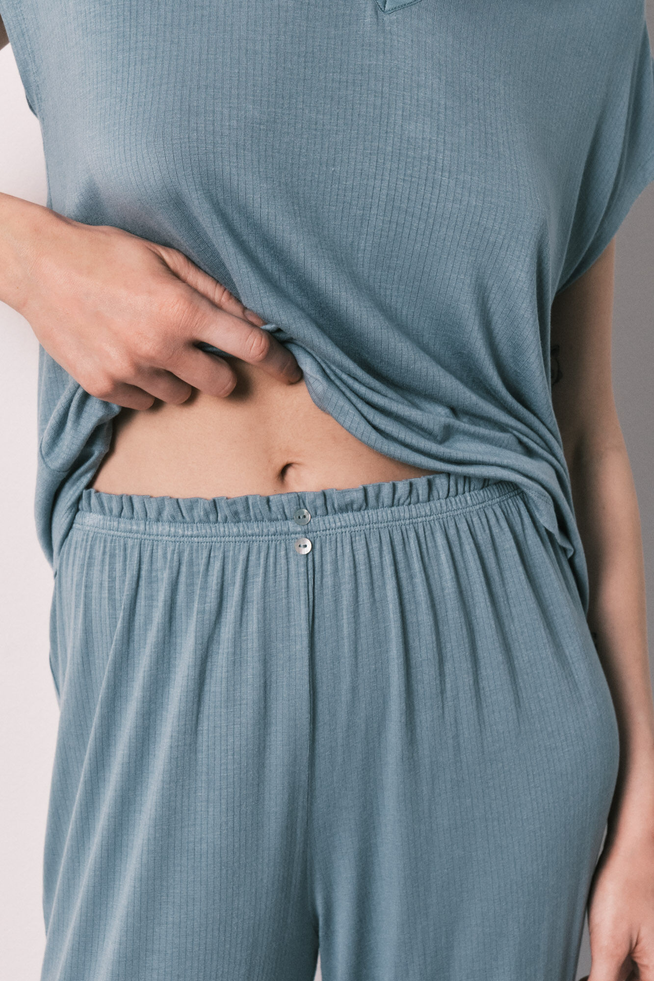 Women'secret Pijama Capri tacto suave de viscosa azul azul