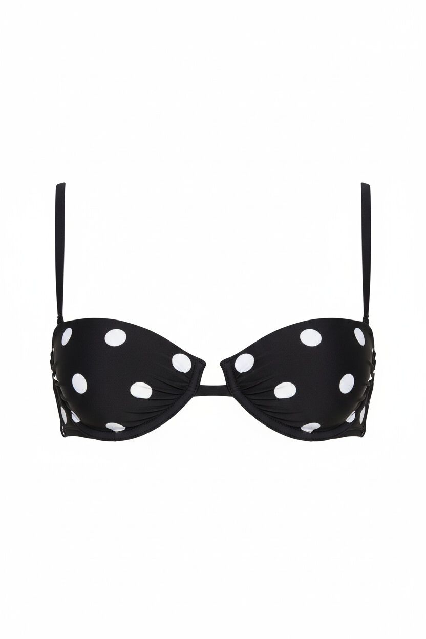 Women'secret Top bikini balconette estampado de puntos negro negro