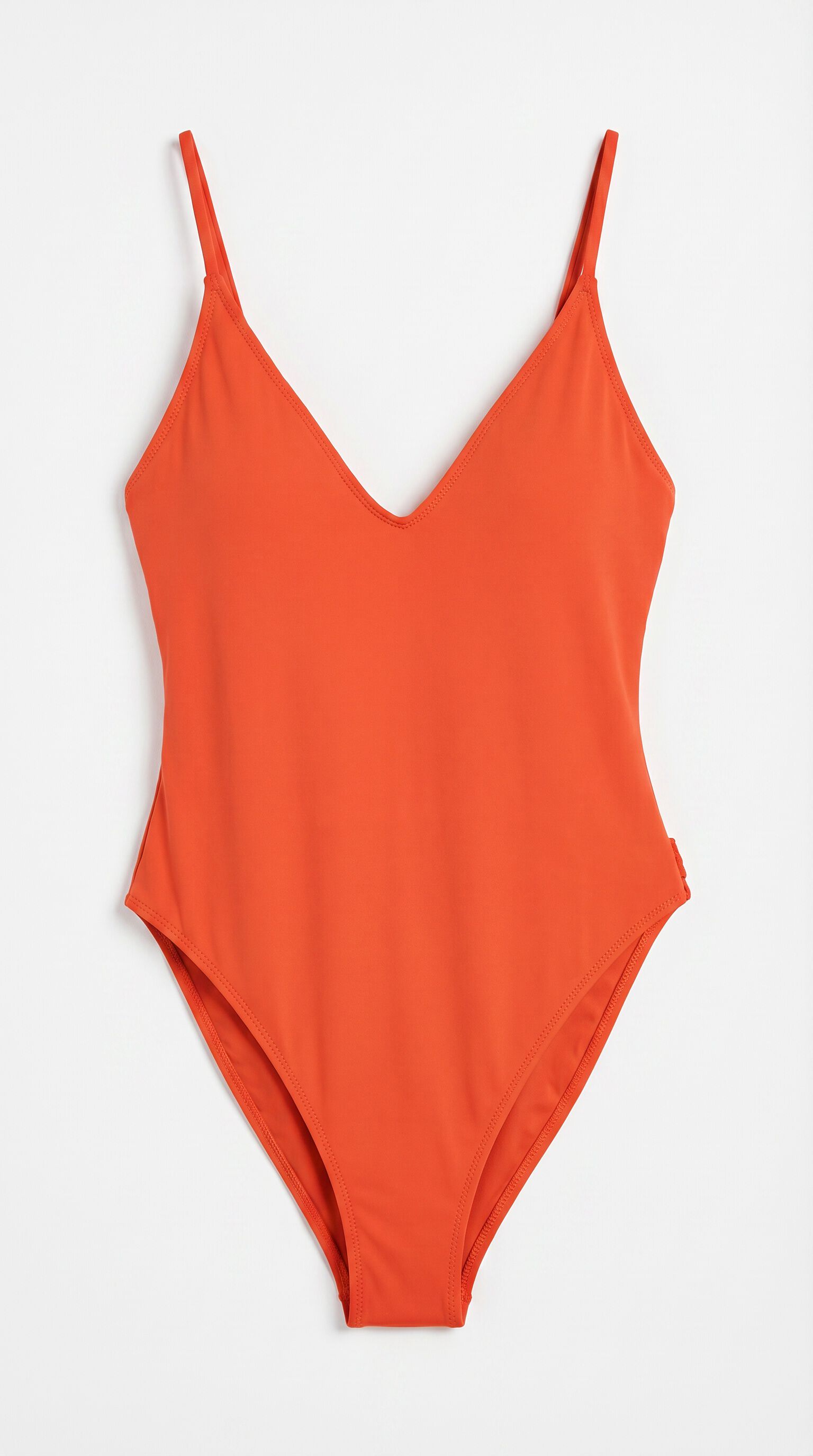 Women'secret Traje de ba&ntilde;o escote profundo efecto seda naranja coral