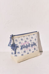 Women'secret Neceser mediano de rafia con palmeras azul