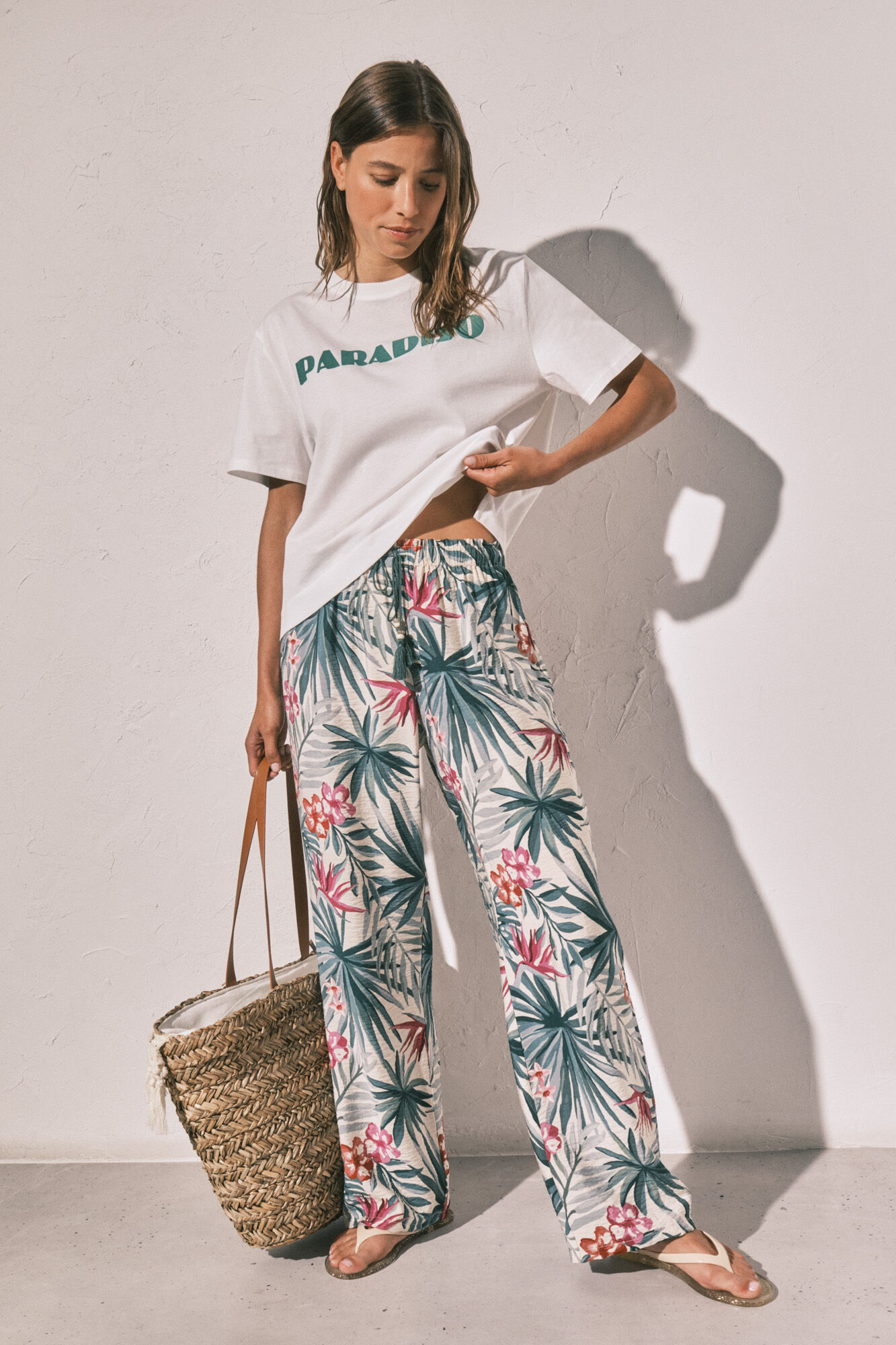 Women'secret Playera oversize de algod&oacute;n blanco marfil