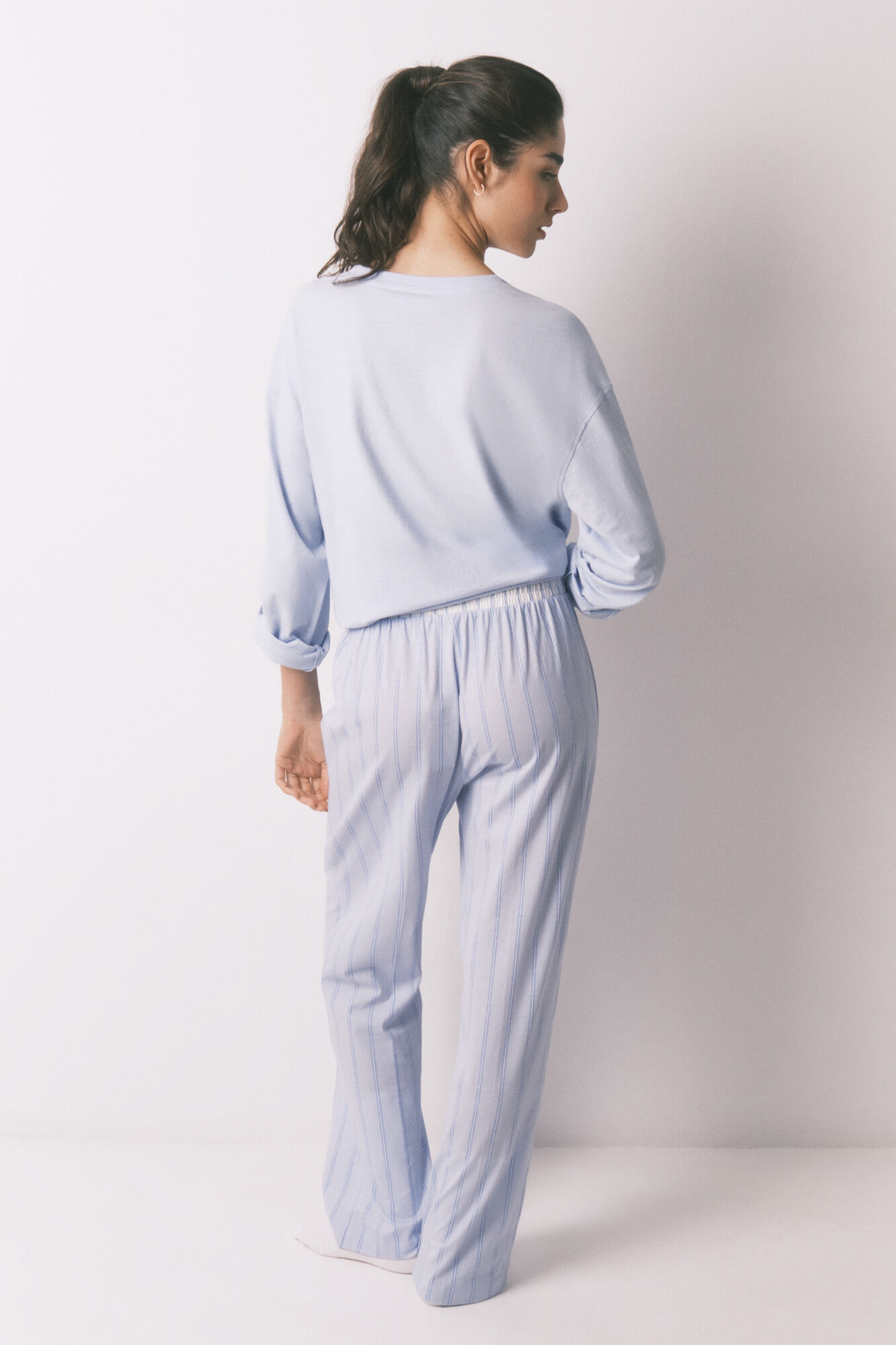 Women'secret Pantal&oacute;n largo a rayas de 100% algod&oacute;n azul estampado