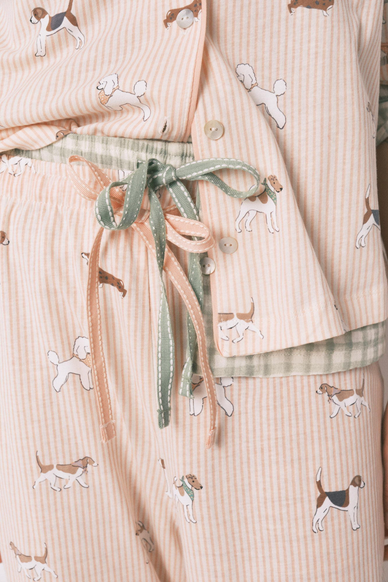 Women'secret Pijama camisera larga de 100% algod&oacute;n estampada de rayas y perritos naranja