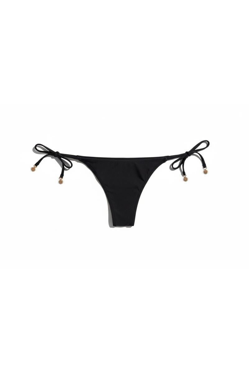 Women'secret Panty de bikini brasile&ntilde;a con tiras negra negro