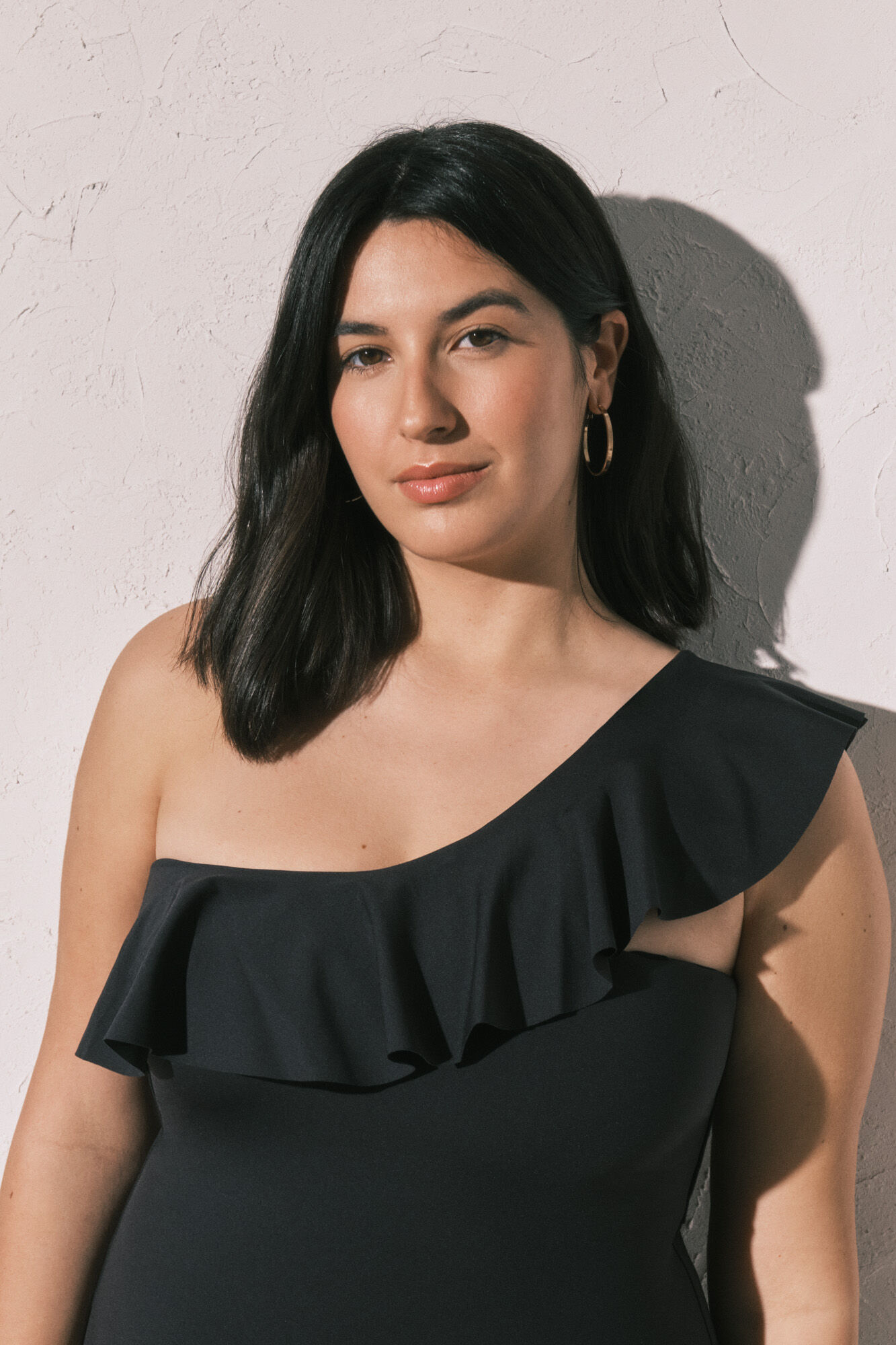 Women'secret Traje de ba&ntilde;o modelador volante asim&eacute;trico negro negro