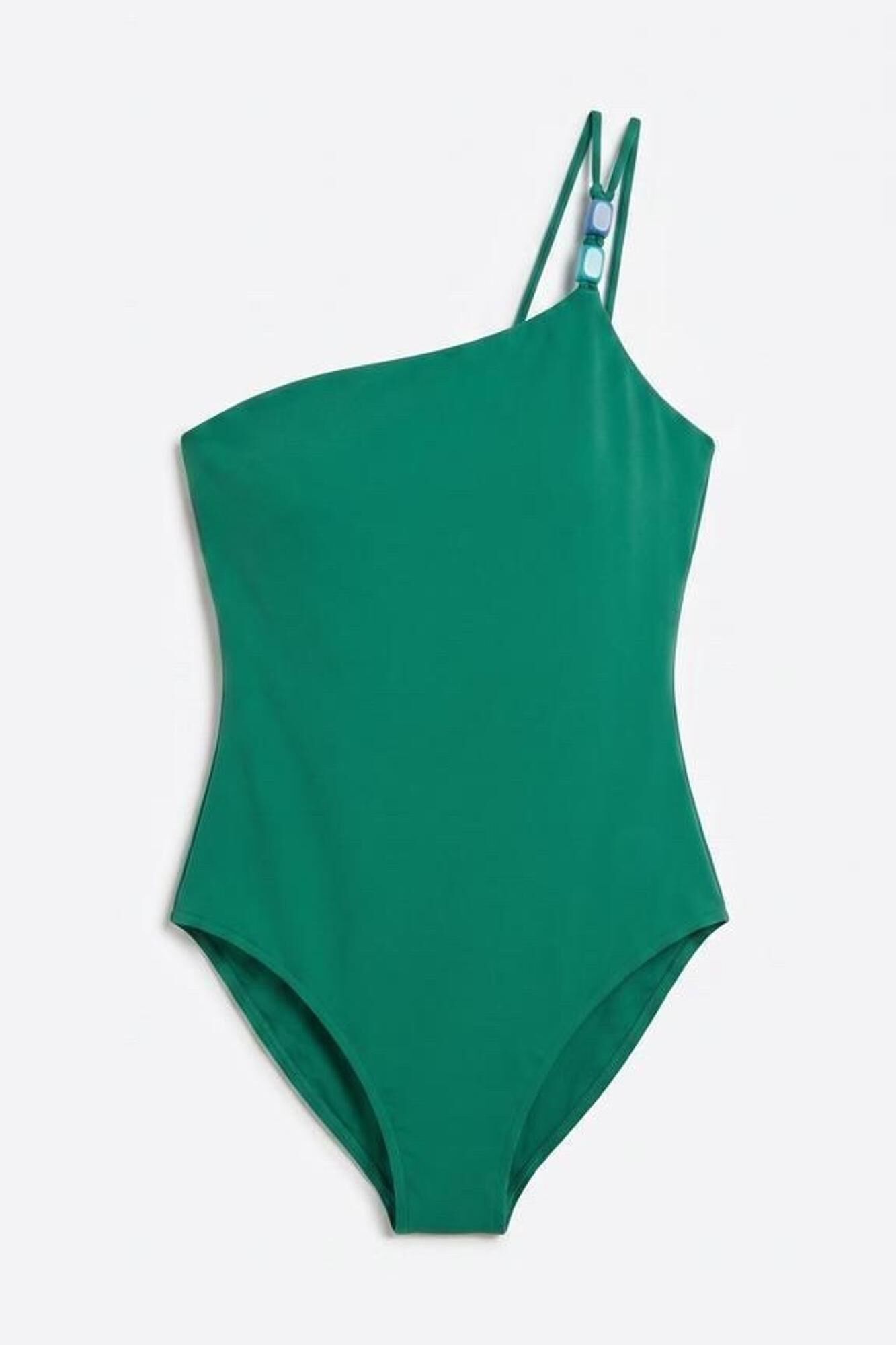 Women'secret Traje de ba&ntilde;o modelador escote asim&eacute;trico verde verde