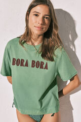 Women'secret Playera oversize de algod&oacute;n verde verde