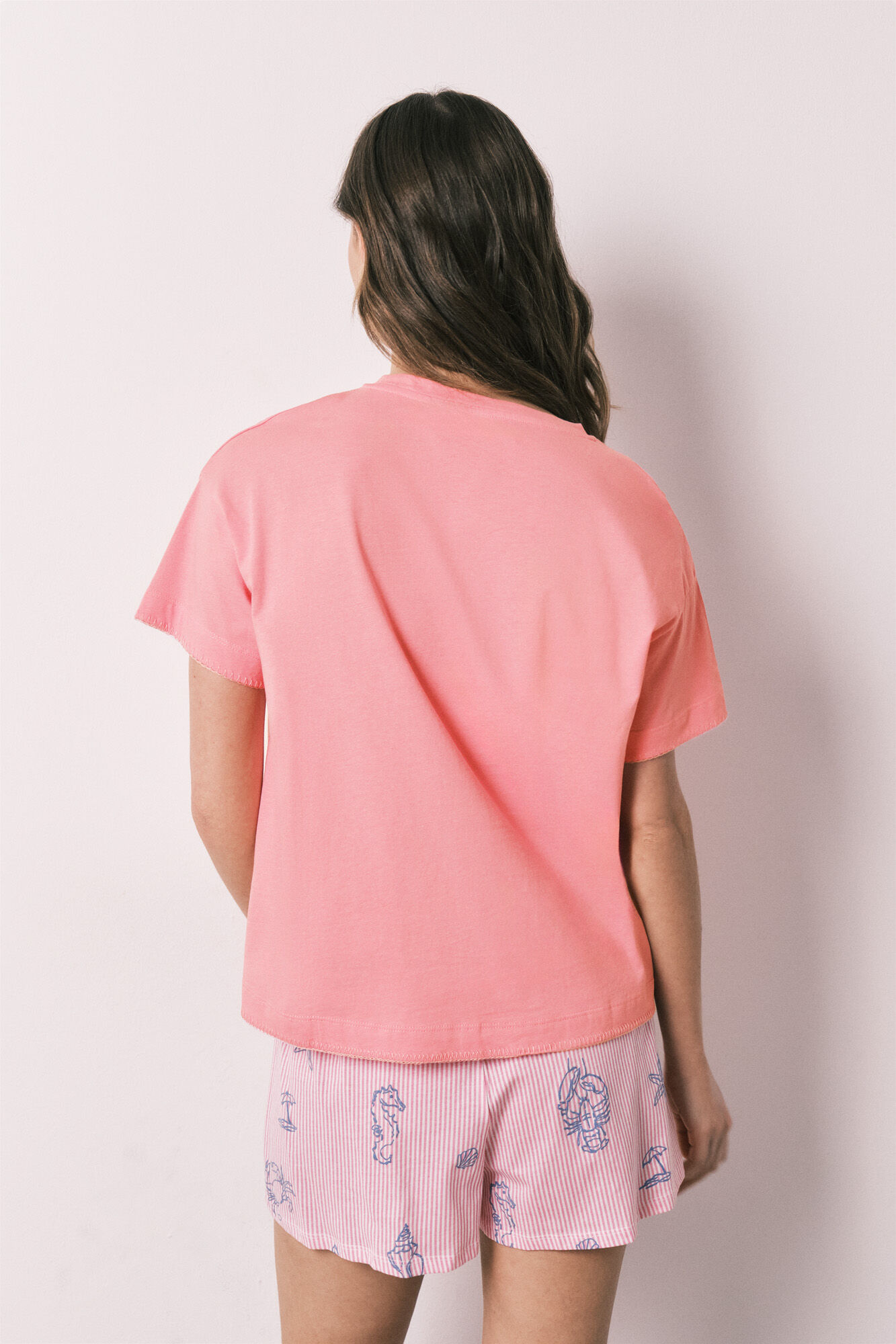 Women'secret Pijama corta de algod&oacute;n rosa rosa