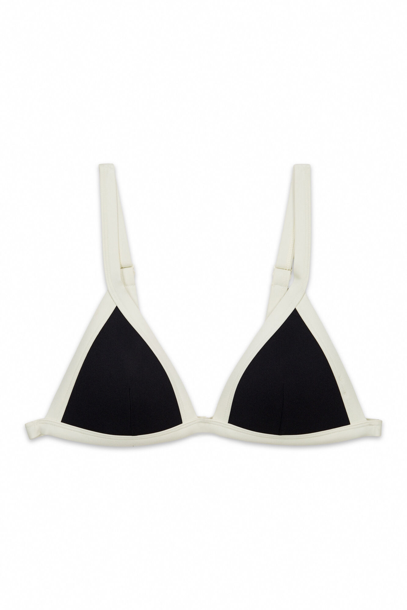 Women'secret Top de bikini triangular push up blanco y negro negro