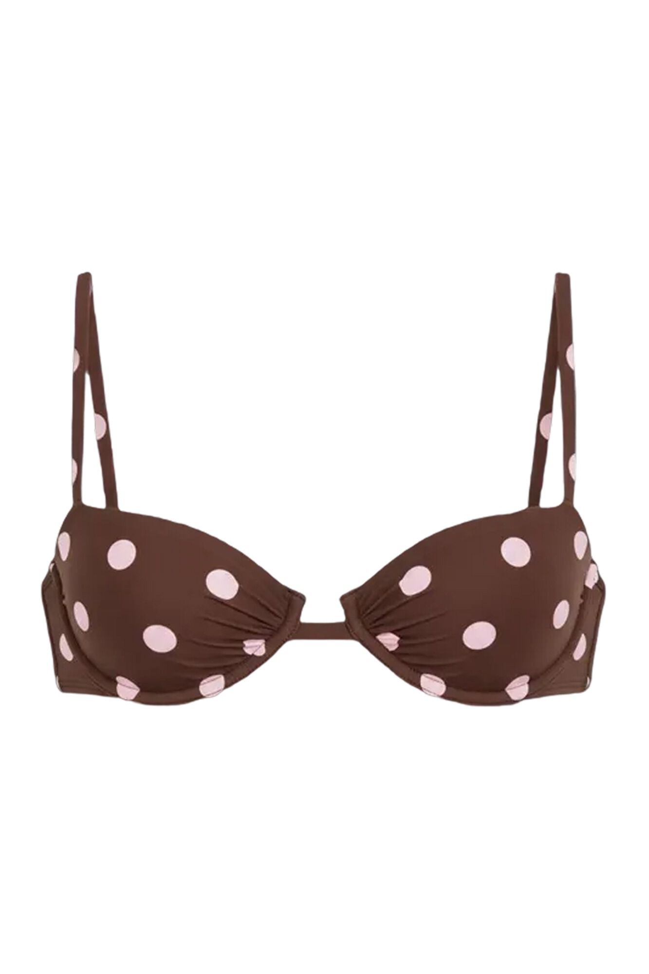 Women'secret Top bikini balconette estampado de puntos marr&oacute;n estampado
