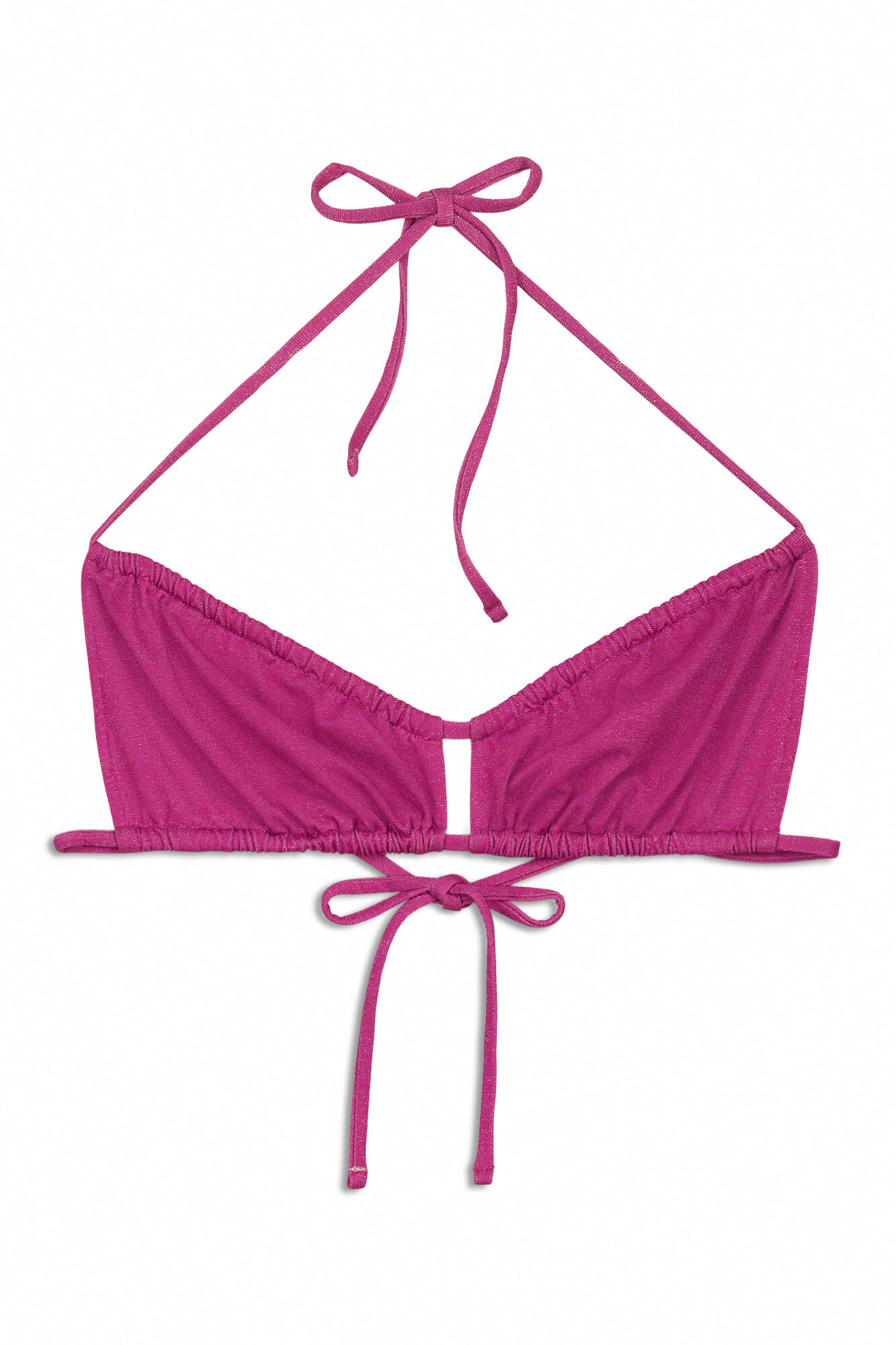 Women'secret Top bikini fruncido rosa brillante rosa
