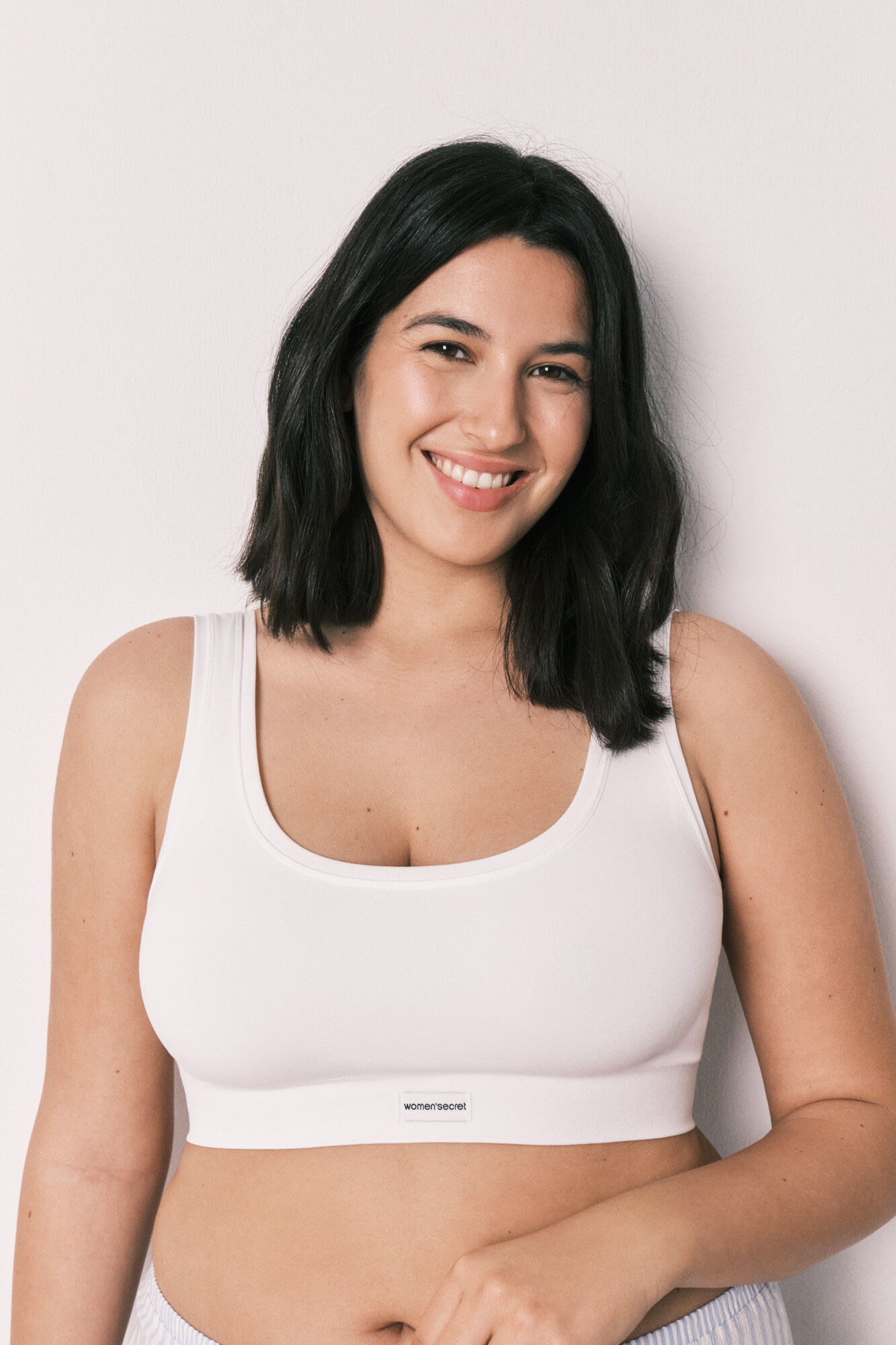 Women'secret COZY Top sin costuras blanco  blanco