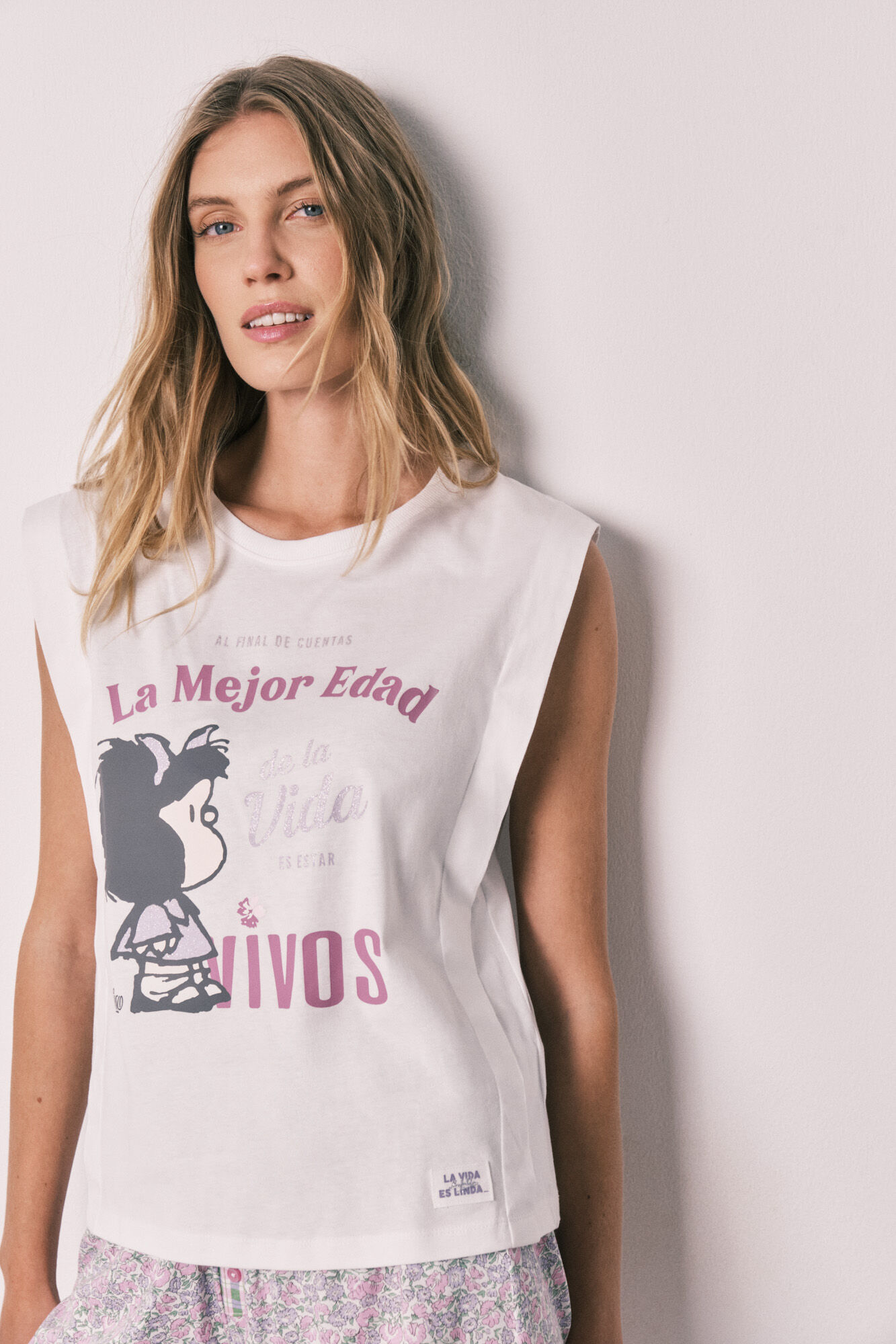 Women'secret Pijama corta de algod&oacute;n Mafalda estampado