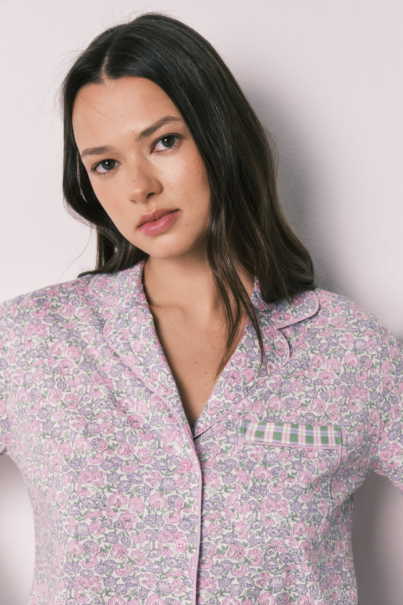 Women'secret Pijama corta camisera de algod&oacute;n con florecitas estampado