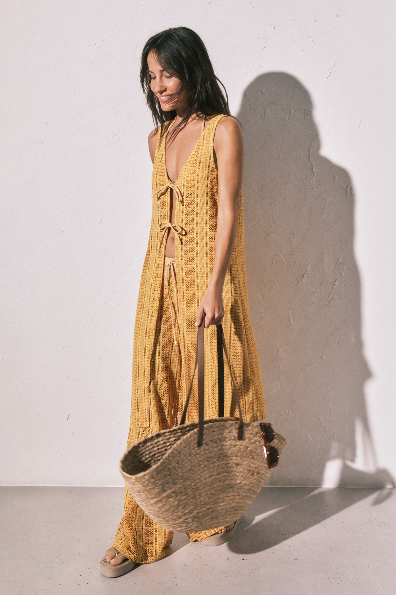 Women'secret T&uacute;nica larga abierta de crochet multicolor