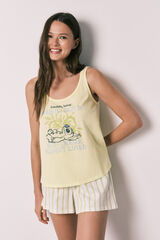 Women'secret Pijama corta de tirantes Stitch amarilla estampado