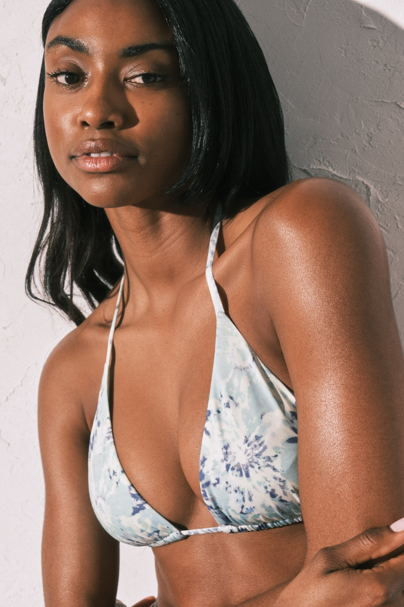 Women'secret Top de bikini triangular de cortina estampado tie-dye verde