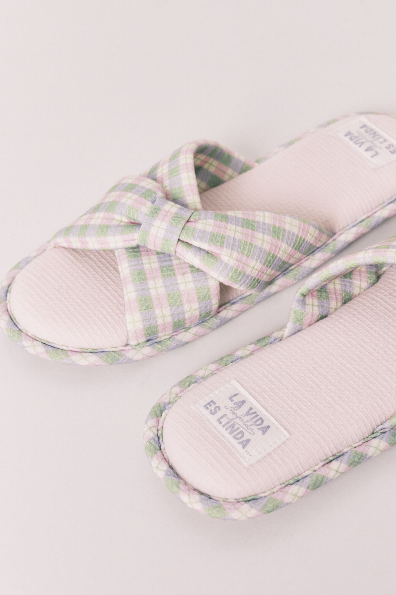 Women'secret Zapatillas de casa con nudo a cuadros
