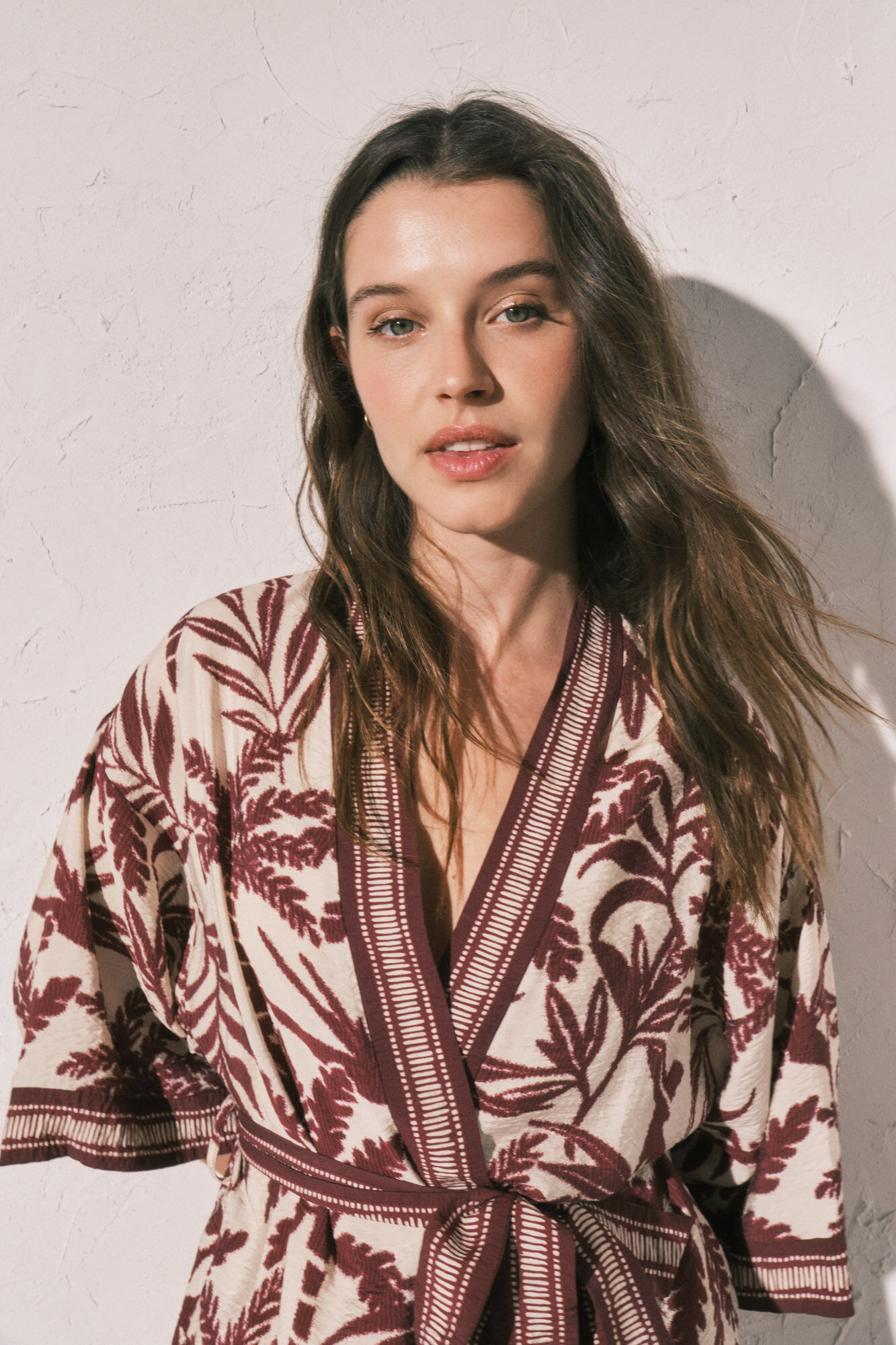 Women'secret Kimono estampado granate