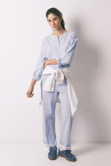 Women'secret Pantal&oacute;n largo a rayas de 100% algod&oacute;n azul estampado