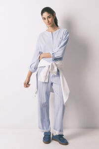 Women'secret Pantal&oacute;n largo a rayas de 100% algod&oacute;n azul