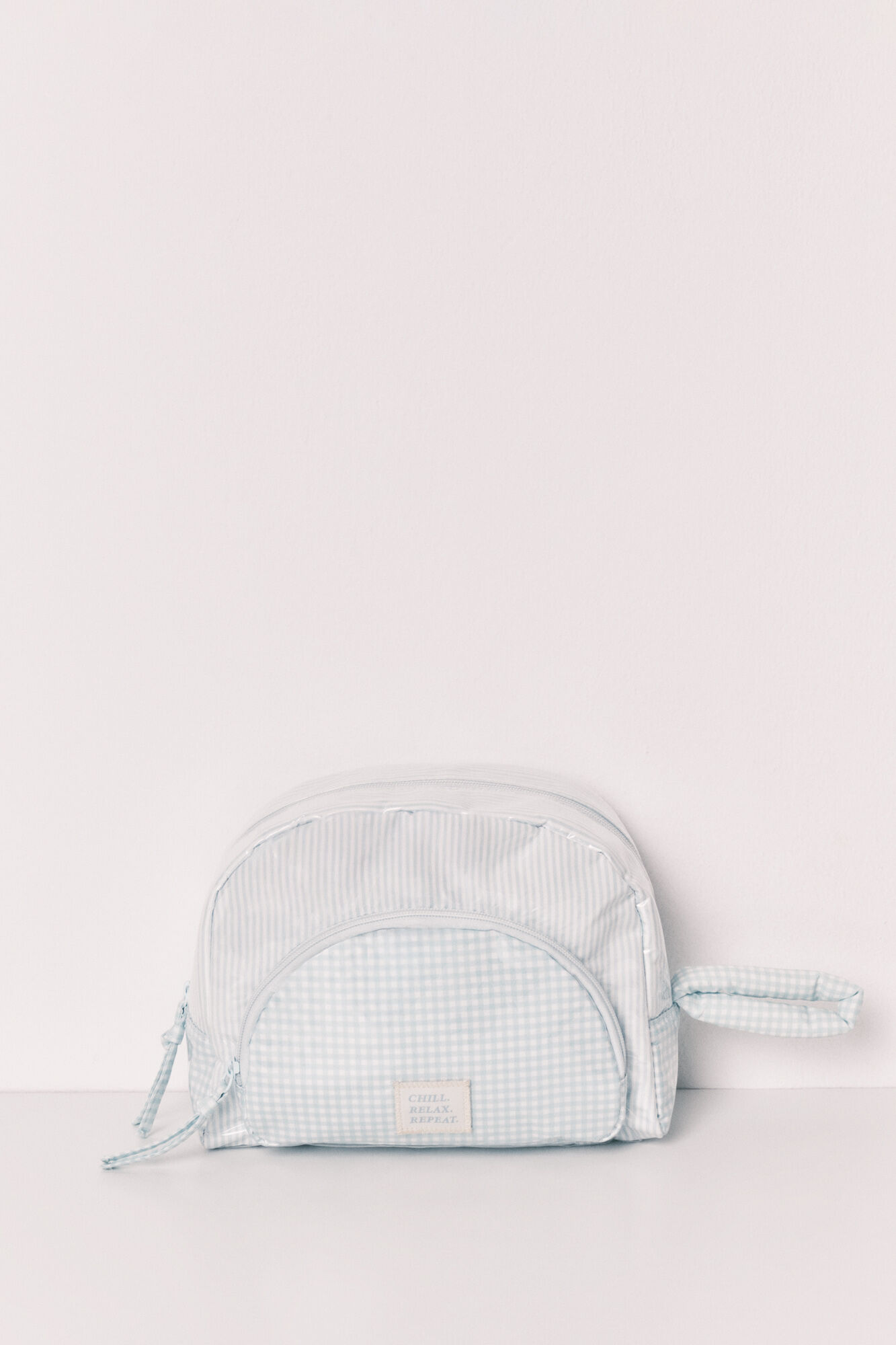 Women'secret Neceser acolchado de cuadros y rayas verde