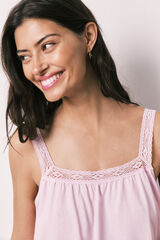 Women'secret Pijama corta de algod&oacute;n con encaje rosa rosa